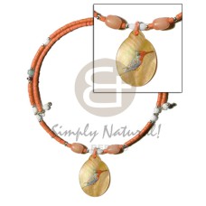 orange 2 3mm coco heishe wire choker with