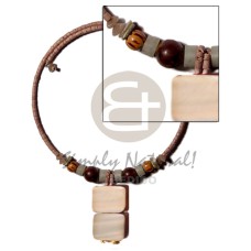 mocca 2 3mm coco heishe wire choker with