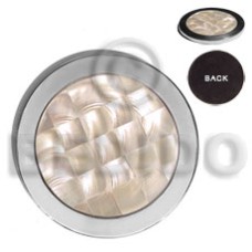 stainless metal coaster with inlaid troca shell