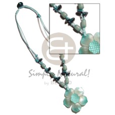 2 layer knotted aqua blue wax cord