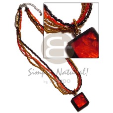 black,red,gold 4 layer glass beads with rectangular
