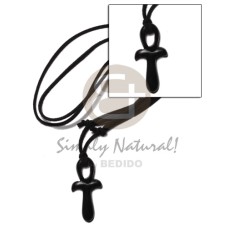40mm black celtic carabao horn bishops cross