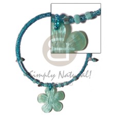aqua blue glass beads wire choker with