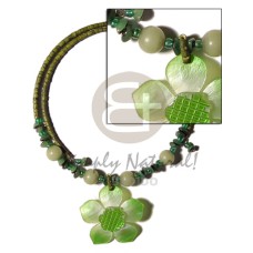 2 3mm olive green coco heishe wire choker