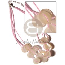 3 rows pink glass beads with 15mm