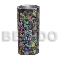 stainless lighter casing with inlaid blocking paua