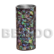 stainless lighter casing with inlaid blocking paua