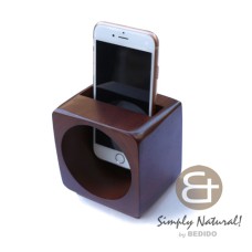 passive amplified wood speaker box  works on iphone and android phones  dimension: 95mm x 75mm x 1