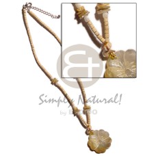 2 3mm coco heishe natural with shell beads