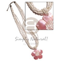 6 layers white glass beads with pink