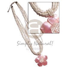 6 layers white glass beads with pink