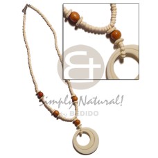 40mm double ring white bone pendant in