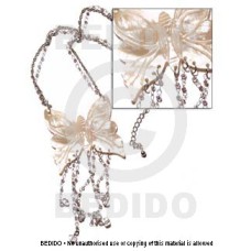 tassled 50mm butterfly natural hammershell pendant in