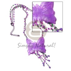 tassled lavender 50mm butterfly hammershell pendant in