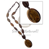 50mm oval blacklip inlaid in wood in