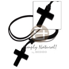 6 pcs necklace  carabao black horn cross 40mm on adjustable