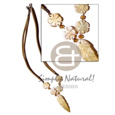 mother of pearl shell (MOP) leaf and flowers on double wax