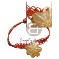 orange wax cord macrame choker with mother of pearl shell (MOP)