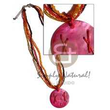 4 layers glass beads with pink round