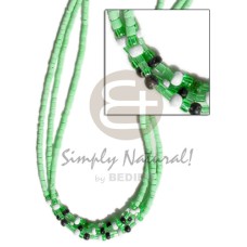 3 rows pastel green coco heishe 