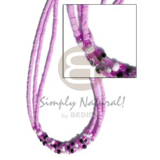 3 rows lilac coco heishe  glass