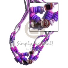 3 rows 2 3mm coco lavender pink tones heishe