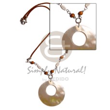 50mm round mother of pearl shell (MOP) in wax cord with