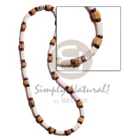 4 5mm white clam heishe with cylinder palmwood