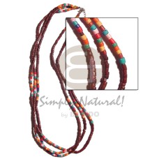 2 3mm maroon coco heishe with multicolored accent