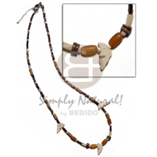 glass,horn, and wood beads combination with shell