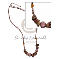 glass beads with brownlip nuggets accent