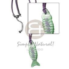 mint green fishbone hammershell with glass beads