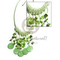 spaghetti choker  dangling mint green round