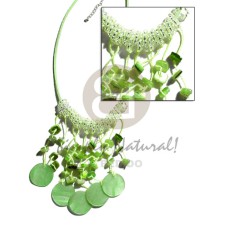spaghetti choker  dangling mint green round