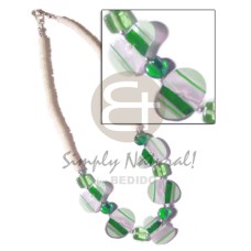 painted green striped capiz and crystals accent