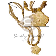 4 rows glass beads with gold lip