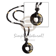 2 3mm black coco Pokalet. with wood heishe,white