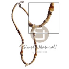 2 3mm coco heishe natural white with wood