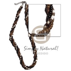 twisted 4 rows 2 3mm coco heishe natural brown bleach