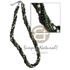 twisted 4 rows 2 3mm coco heishe bleach white olive