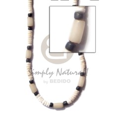4 5mm heishe white clam  pukalet black