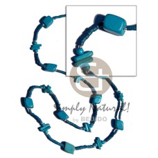blue wood beads  coco square cut