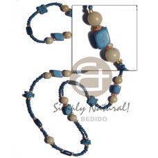 blue wood beads  coco square cut