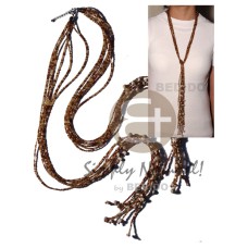 scarf necklace  7 rows brown gold cut