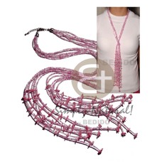 scarf necklace  7 rows pink white cut