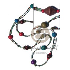 2 rows red cut glass beads with