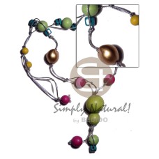 kukui and colored wood beads combination in