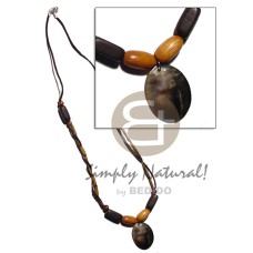bamboo,wax cord and wood beads combination with