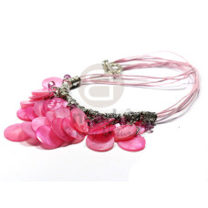 pink (kabibe)cleopatra dangling 18mm ( 25pcs.) hammershell with metal and acrylic crystals accen