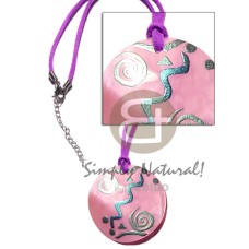 45mm round kabibe pink and painted pendant